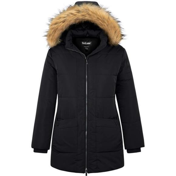 Plus Size Winter Warm Quilted Puffer Jacket with Detachable Hood For Women - Picture 1 of 6